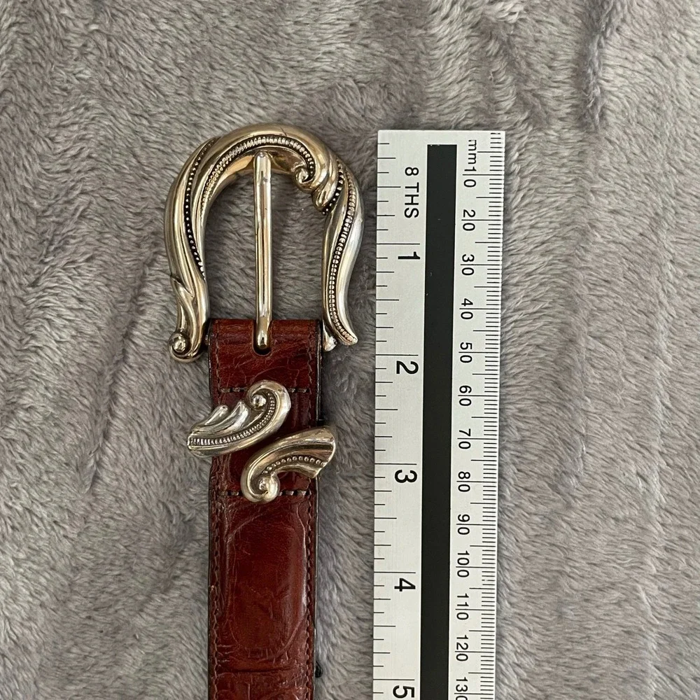 Vintage Y2K‎ Brighton Brown Mock Croc Leather Western Buckle Belt Large